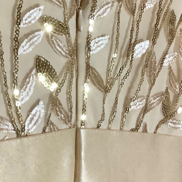 Peach gown w Beaded Empire Bodice and Tulle Skirt S/M - Picture 6 of 6